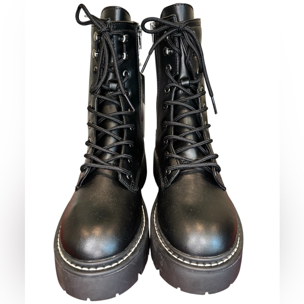 NWT Wild Fable Black Lace-Up Side Zip Platform Boots, Size 6.5 - Picture 4 of 11